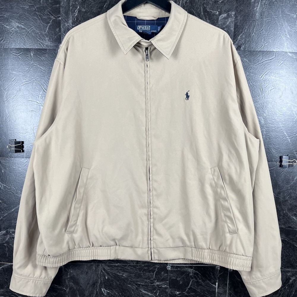 Polo Ralph Lauren Men's Beige Bi Packable Harrington Jacket Large -Flaws